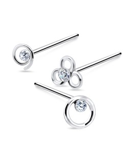 3 Silver Nose Stud Sets NSK-SET-1101